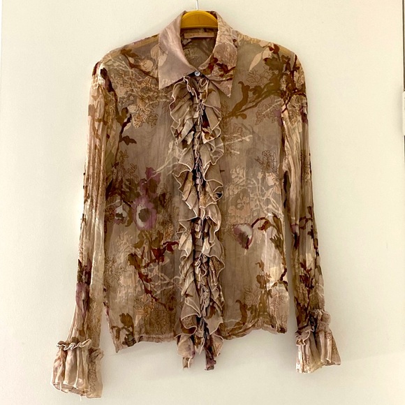 New 100% Silk Semi Sheer Blouse - Picture 1 of 8